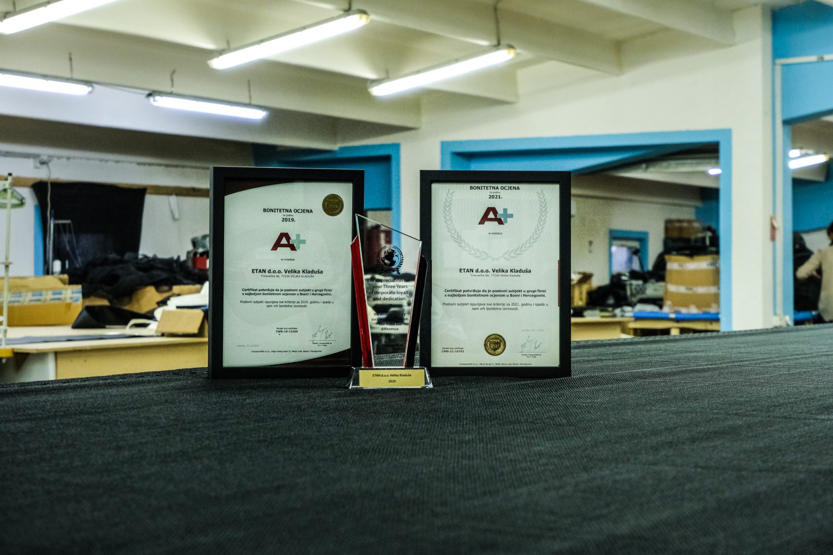 Etan Production certificate of excellence