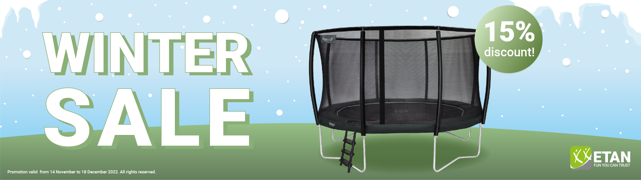 Winter Sale: 15% off all trampolines